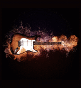 Guitar strength on fire overdone