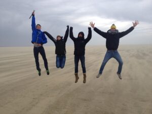 Group people jumping