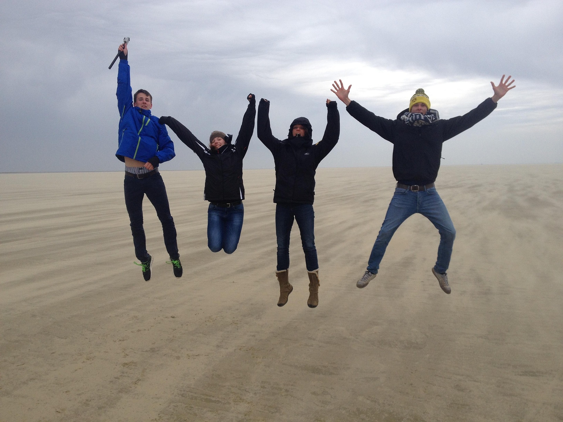 Group people jumping